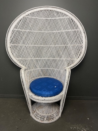 Vintage White Wicker Peacock Chair