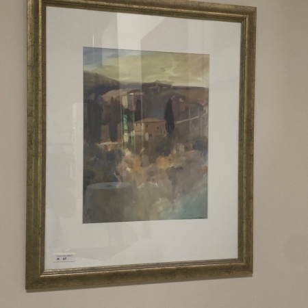 Framed Landscape Watercolour by David Moore behind Glass
