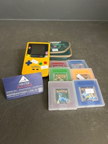 Nintendo Game Boy with Case and 6 x Pokemon Games