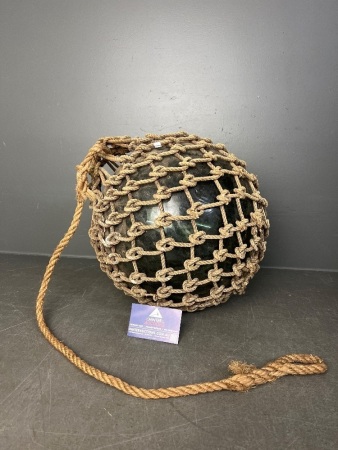 Vintage Japanese Grey Tinted Hand-Blown Glass Fishing Buoy