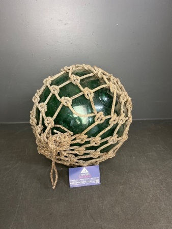 Vintage Japanese Green Hand-Blown Glass Fishing Buoy