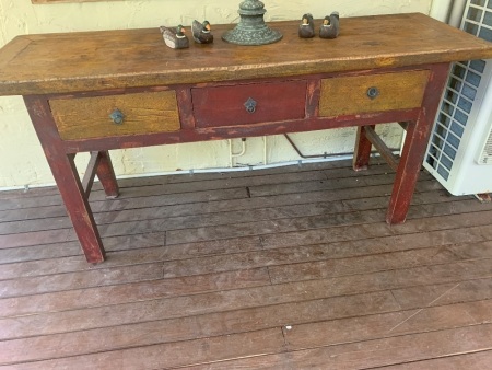 Vintage 3 Drawer Timber Chinese Alter Table