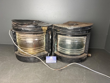 2 x Vintage Nautical Navigation Ship Lantern