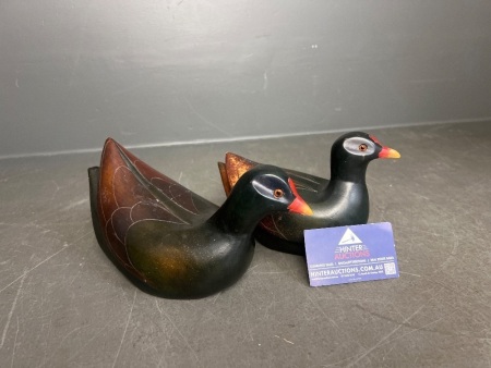 Hand Carved Knysna Moorhen x 2 AF