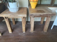 Pair of Tall Temple Style Timber Lamp Tables