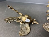 Pair of Brass Fighting Rooster Figurines - 4