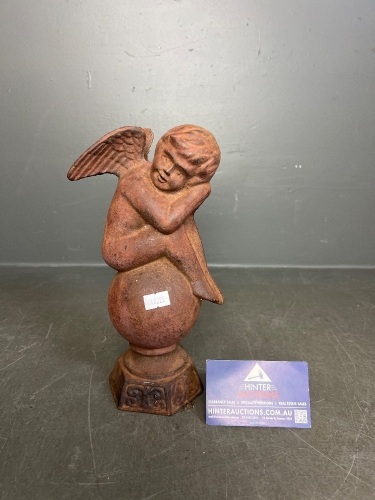 Cast Iron Angel on a Ball Figurine