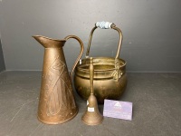 Brass Lot - Inc Pitcher, Bell and Ash Vessel