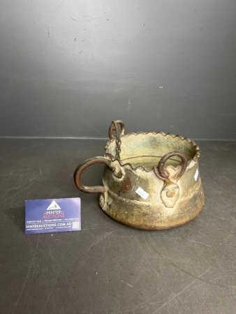 Metal and Possibly Brass and Copper Vintage Hanging Pot