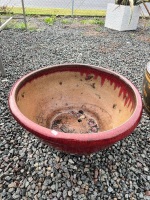 Red Glazed Circular Garden Pot - 2