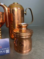 Collection of Polished Copper and Brass-Accented Serveware Items - 4