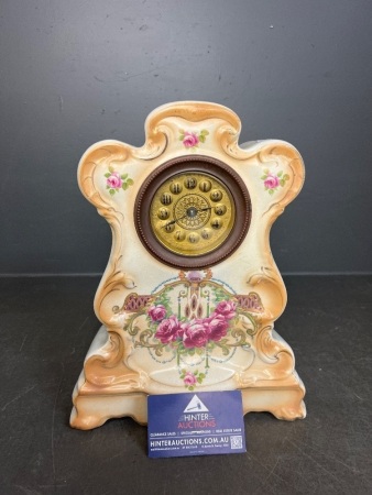 Vintage Porcelain Hand-Painted Mantle Clock