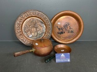 Copper Cooking Set with 2 Saucepans and 2 Plates
