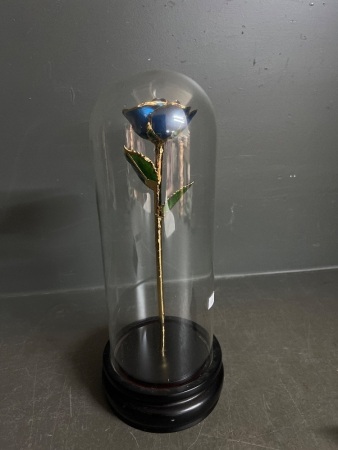 Dark Blue Gold-Trimmed Eternal Rose Statue