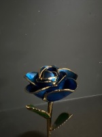 Dark Blue Gold-Trimmed Eternal Rose Statue - 2