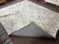 Large White with Grey Design Fluffy Carpet Softstep Gertmenian - 2
