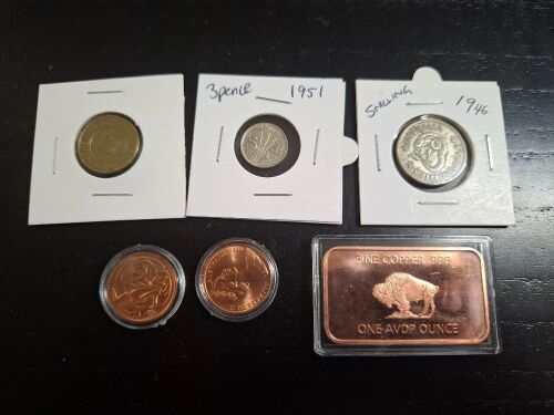 6 Piece Copper and Silver Coins