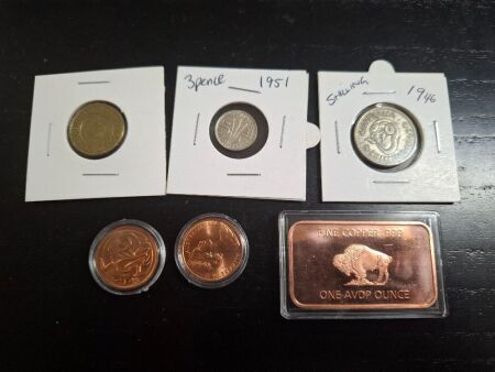 6 Piece Copper and Silver Coins