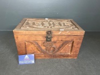 Hand-Carved Wooden Storage Chest