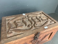 Hand-Carved Wooden Storage Chest - 2