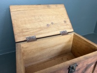 Hand-Carved Wooden Storage Chest - 4