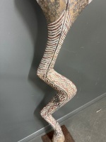 Tall Hand Carved Wooden Floor Sculpture with Metal Base - 3