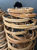 2 x Stacked-Ring Woven Cane Lamps - 2