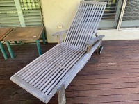 Pair of Teak Adjustable Pool Loungers with Wheels - 2