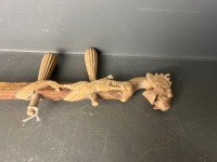 Hand-Carved Wooden Mallet with Dragon Head Decor - 3