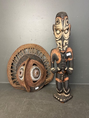 PNG Carved Fertility Figurer and Yam Mask