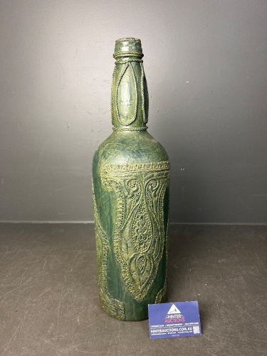 John Dewer and Sons LTD - Perth Scotland - Green Bound Bottle in Leather like Material