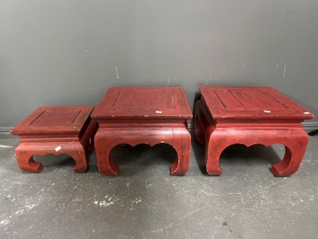 Stacked Traditional Wooden Pedestal Display Tables