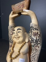 Laughing Buddha Statue Holding a Golden Sycee Ingot - 2