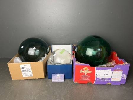 3 x Glass Buoys - 2 Green - 1 Clear