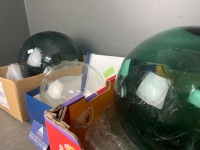 3 x Glass Buoys - 2 Green - 1 Clear - 2