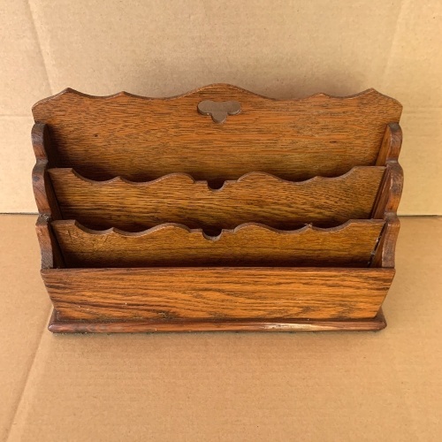 Antique Oak Desktop Letter Rack