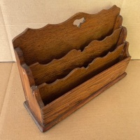 Antique Oak Desktop Letter Rack - 2