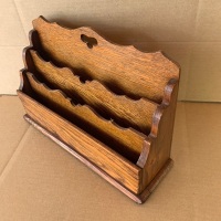 Antique Oak Desktop Letter Rack - 3