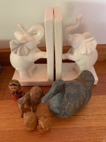 Asstd Lot of Animals & Birds inc. Elephant Bookends, Carved Swiss Bears, Babushkas Etc - 2