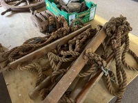 Tackle Pulley System Equipped with Heavy-Duty Nautical Possibly Hemp Rope