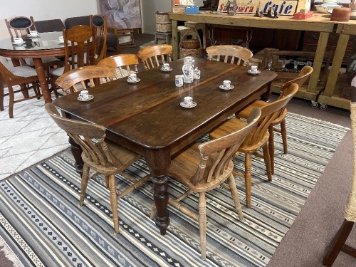 Large Australian Cedar Colonial Dining Table with 8 Dining Chairs