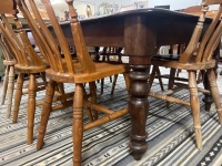 Large Australian Cedar Colonial Dining Table with 8 Dining Chairs - 3
