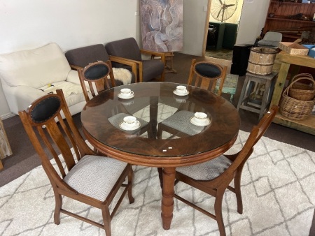 4 x Vintage Timber High-Back Dining Chairs