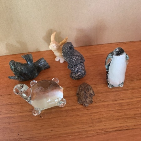 Collection of Carved Animal Figures in Pottery, Stone & Glass