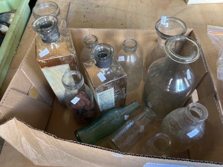 Mixed Lot of Vintage Glass Bottles and Jars