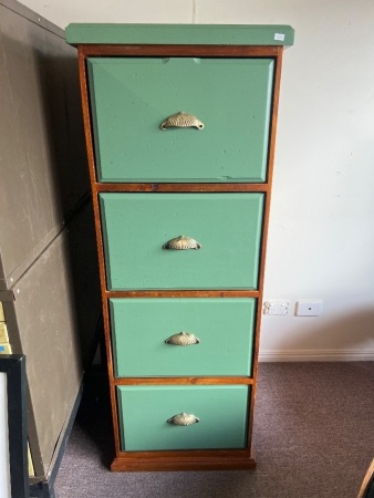 4-Draw Wooden Filing Cabinet with Brass Handles