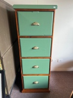 4-Draw Wooden Filing Cabinet with Brass Handles