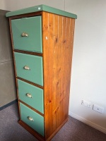 4-Draw Wooden Filing Cabinet with Brass Handles - 4