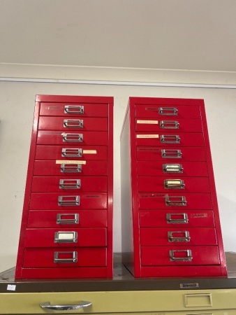 2 x Red Filing Cabinets