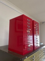 2 x Red Filing Cabinets - 2